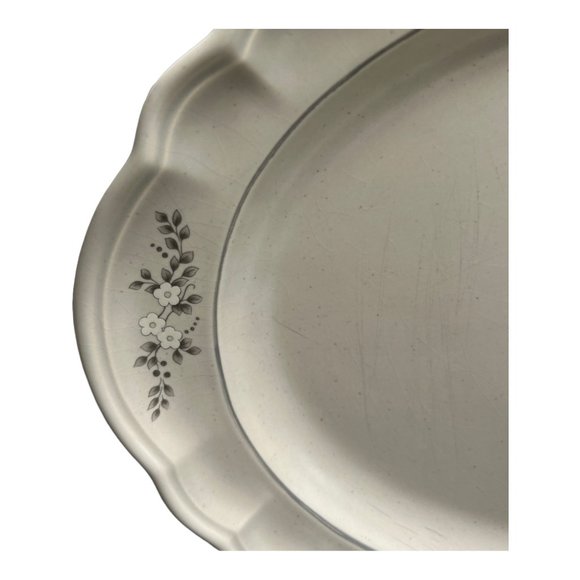 Pfaltzgraff Heirloom Oval Serving Floral Gray White Platter 14.50 Inch  Made USA - Picture 13 of 13